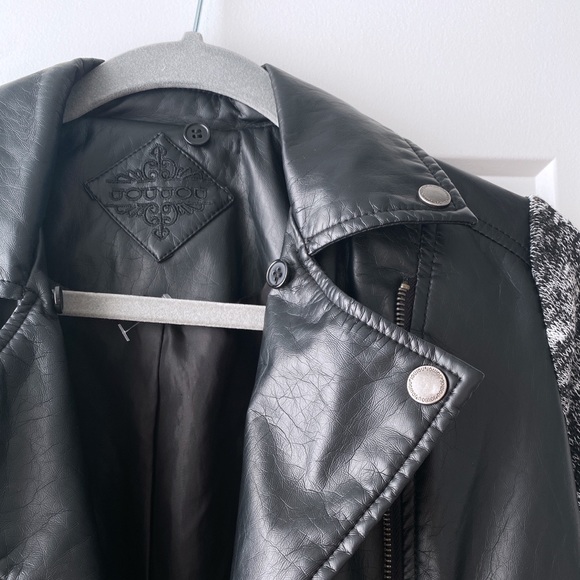 Faux leather/sweater moto jacket - Picture 2 of 5